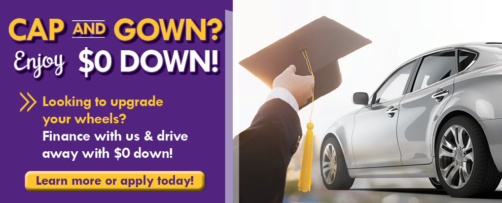 Car with graduation hat. Finance with us