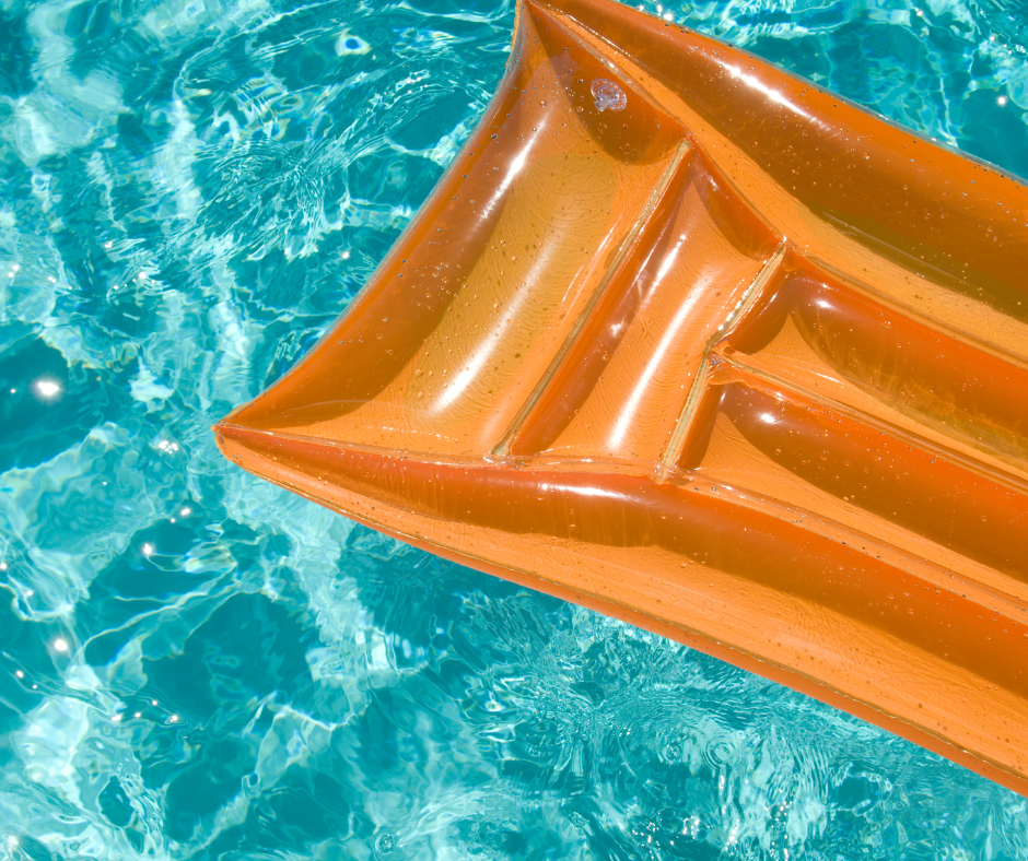 Pool raft floating on a summer day