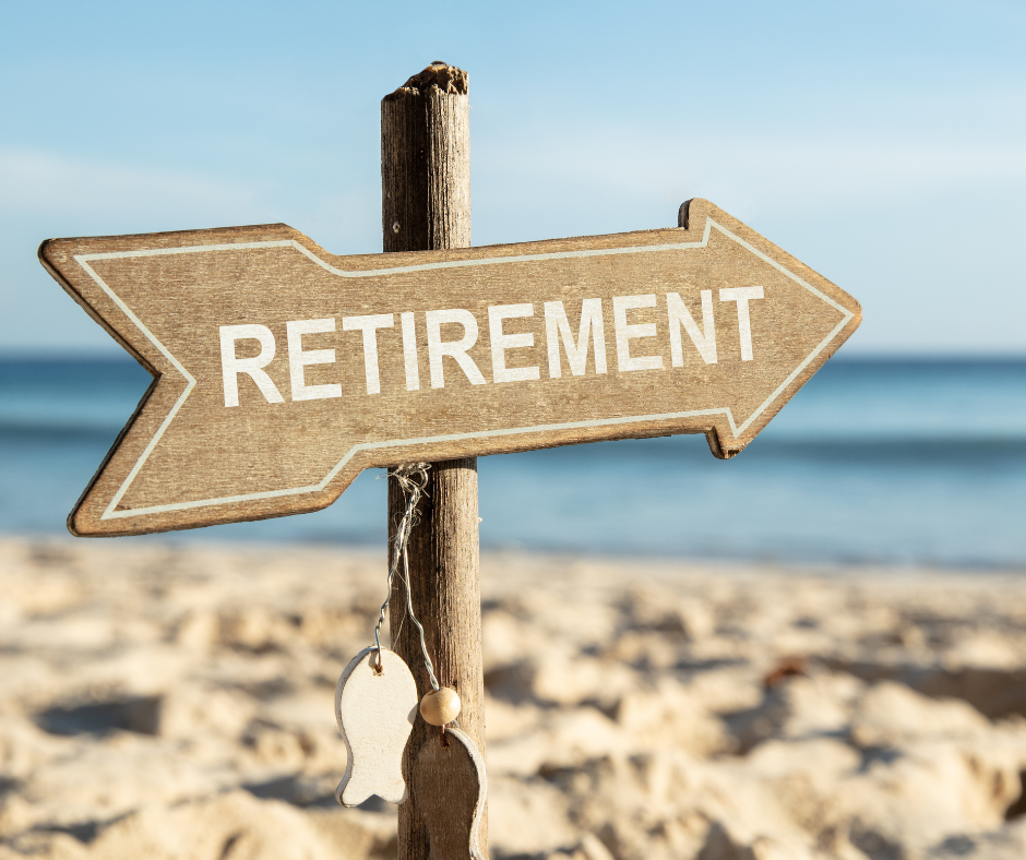 Retirement sign on the beach