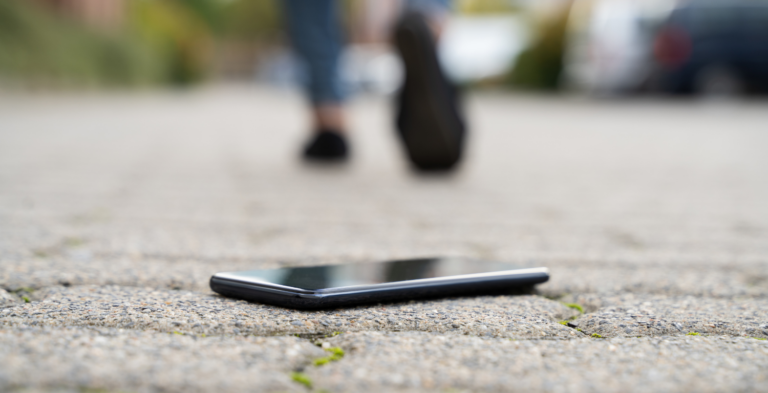 Phone left behind on the cement