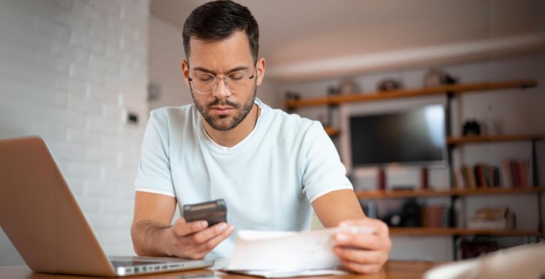 Single adult paying bills