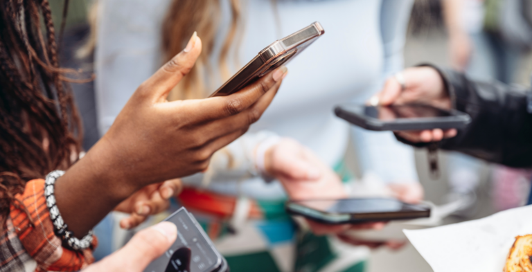 Girl on phone using social media